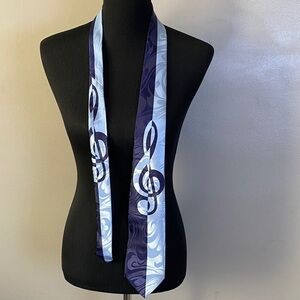 Steven Harris Hand Made Mens Neck Tie Musical Notes Treble Clef Navy & Lt Blue